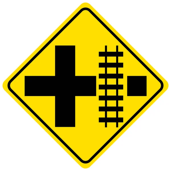 白底图上的公路横贯侧道至右黄牌 — 图库矢量图片