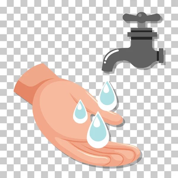 Hand Water Tap Isolated Transparent Background Illustration — Stock Vector