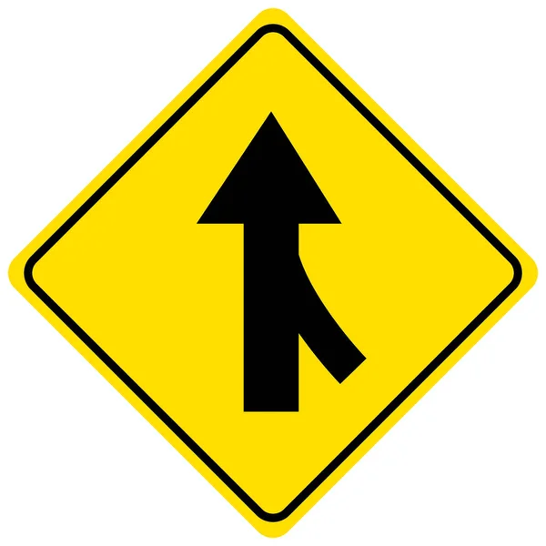 Verschmelzender Verkehr Von Rechts Vor Gelbem Schild Auf Weißem Hintergrund — Stockvektor
