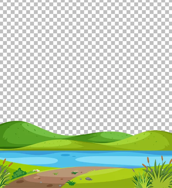 Escena Blanco Del Parque Natural Con Río Sobre Fondo Transparente — Vector de stock