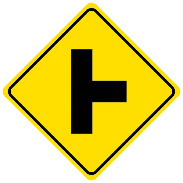 Señal Amarilla Carretera Lateral Derecha Sobre Fondo Blanco Ilustración — Vector de stock