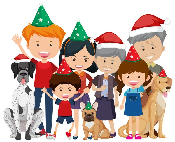 Zole Edilmiş Mutlu Aile Noel Illüstrasyonunu Kutluyor — Stok Vektör