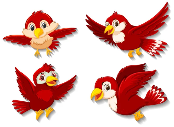 Χαριτωμένο Κόκκινο Πουλί Απεικόνιση Χαρακτήρα Κινουμένων Σχεδίων — Διανυσματικό Αρχείο