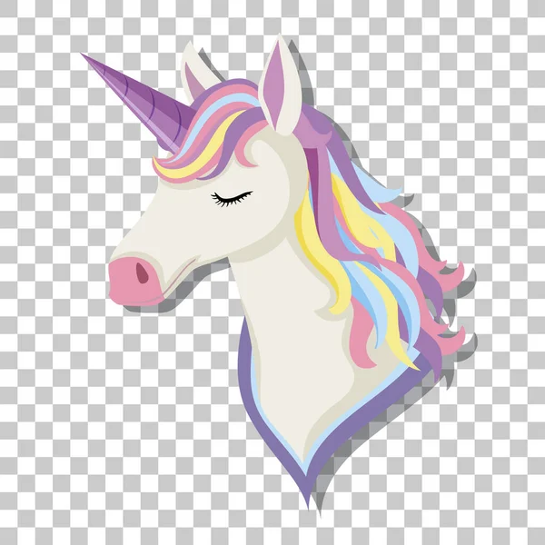 Unicorn Head Rainbow Mane Isolated Transparent Background Illustration - Stok Vektor