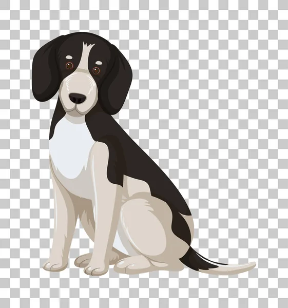 Zwarte Beagle Zittende Positie Stripfiguur Geïsoleerd Transparante Achtergrond Illustratie — Stockvector