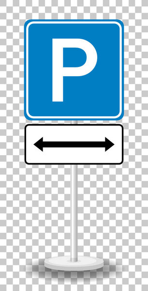 Parking sign with stand isolated on transparent background illustration