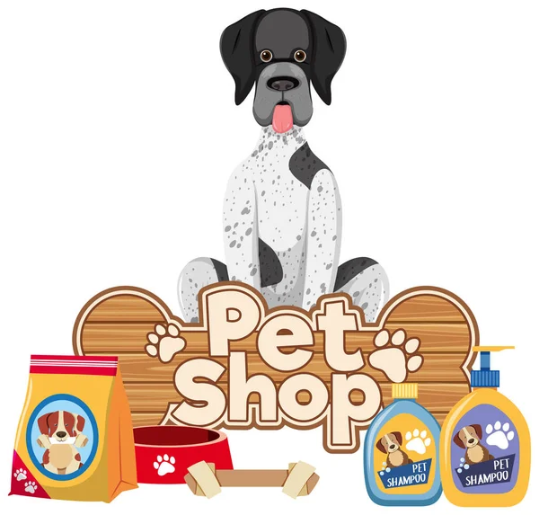 Pet Care Logo Banner Con Simpatici Cani Sfondo Bianco Illustrazione — Vettoriale Stock