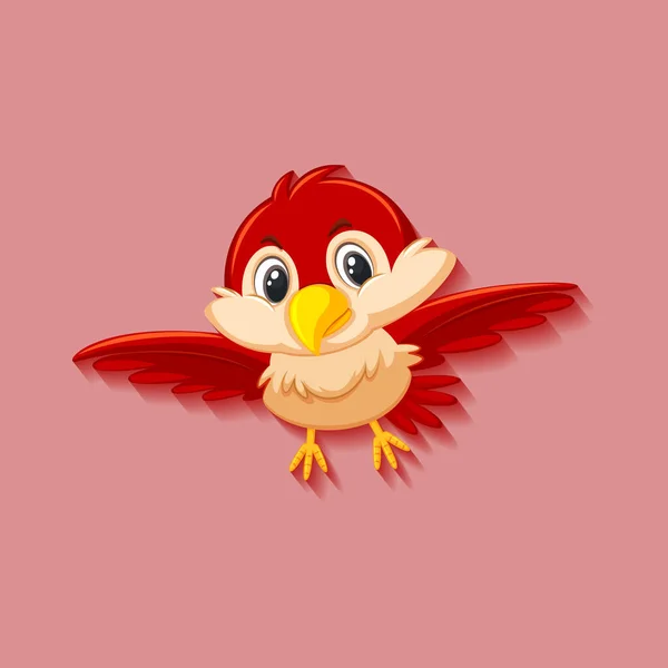 Desenho Animado Bonito Pássaro Vermelho Ilustração — Vetor de Stock