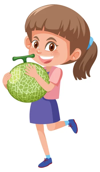 Bambini Personaggio Dei Cartoni Animati Con Frutta Verdura Isolato Sfondo — Vettoriale Stock