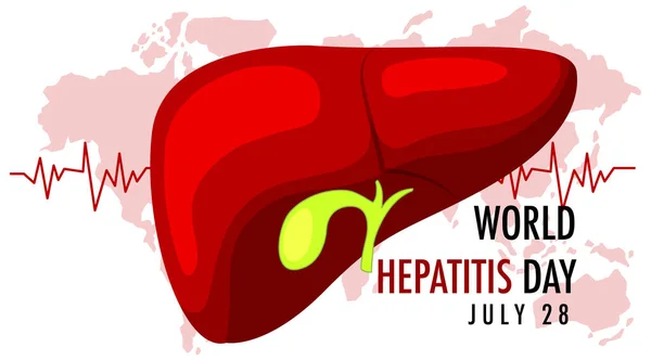 Logotipo Pancarta Del Día Mundial Hepatitis Con Gran Signo Hepático — Archivo Imágenes Vectoriales