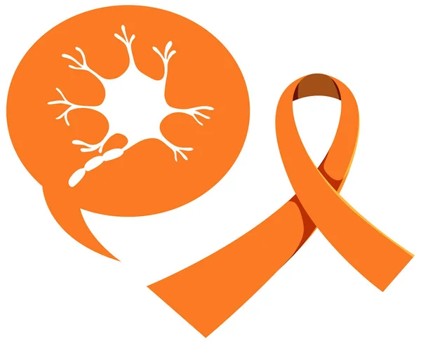Arancione Nastro Leucemia Consapevolezza Sclerosi Multipla Consapevolezza Malnutrizione Segno Consapevolezza — Vettoriale Stock