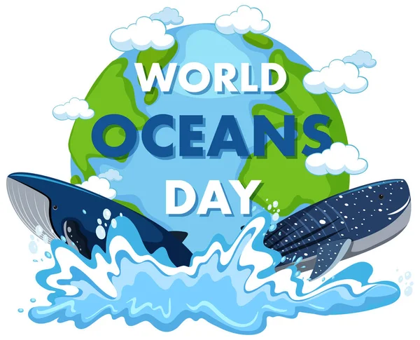 World Oceans Day Icon Illustration — Stock Vector
