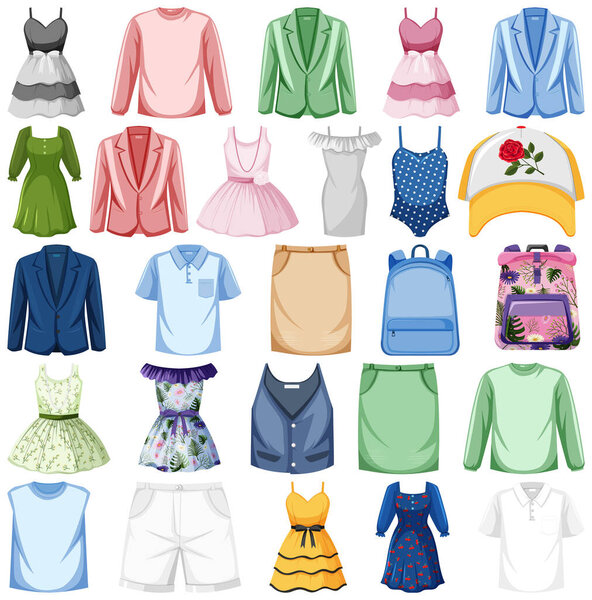 Set of fashion outfits illustration