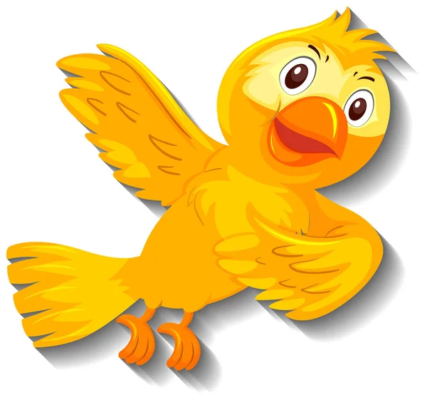 Lindo Pájaro Amarillo Dibujo Animado Carácter Ilustración — Vector de stock