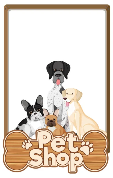 Bandeiras Branco Com Logotipo Bonito Cão Pet Shop Isolado Fundo — Vetor de Stock