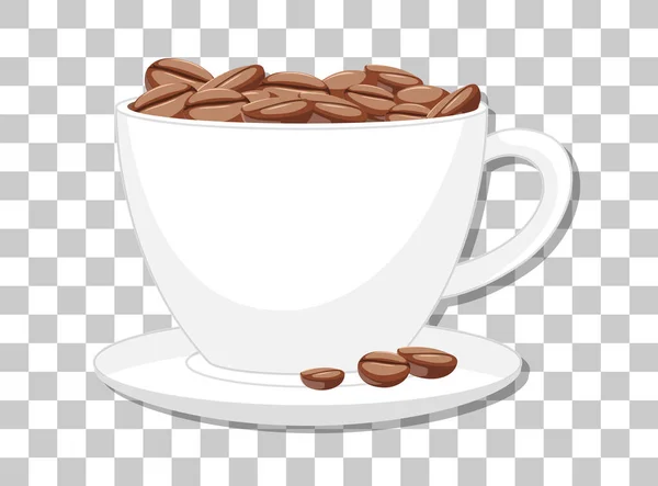 Coffe Beans Cup Isolated Transparent Background Illustration — Stock Vector