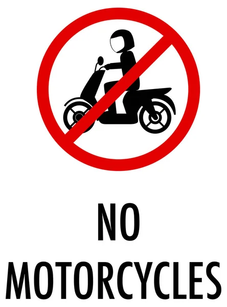 Inga Motorcyklar Tecken Vit Bakgrund Illustration — Stock vektor