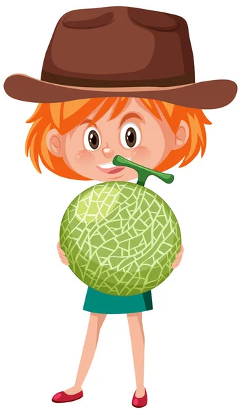 Children Cartoon Character Holding Fruit Vegetable Isolated White Background Illustration — Stock Vector