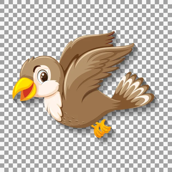 Carino Passero Uccello Cartone Animato Personaggio Illustrazione — Vettoriale Stock