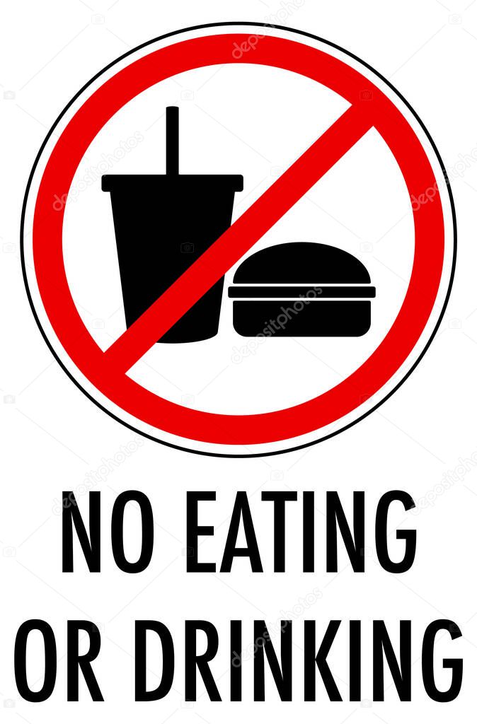 No eating or drinking sign isolated on white background illustration
