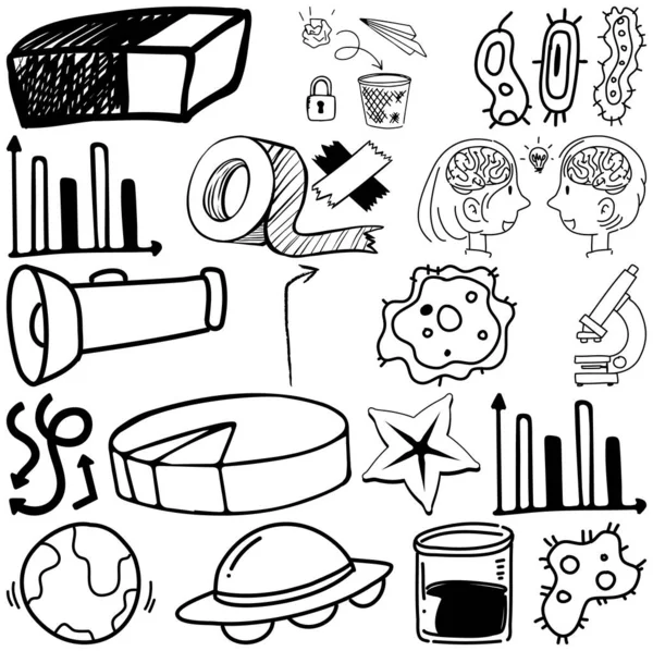Conjunto Item Símbolo Desenhado Mão Doodle Ilustração — Vetor de Stock