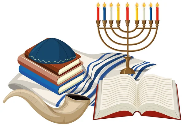 Yom Kippur Element Vit Bakgrund Illustration — Stock vektor