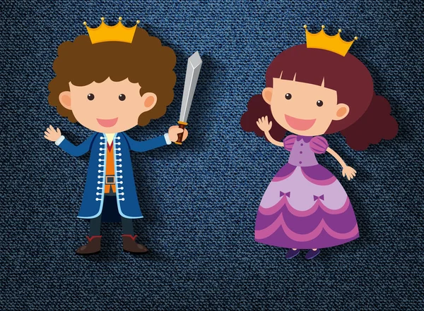Petit Chevalier Princesse Personnage Dessin Animé Sur Fond Bleu Illustration — Image vectorielle