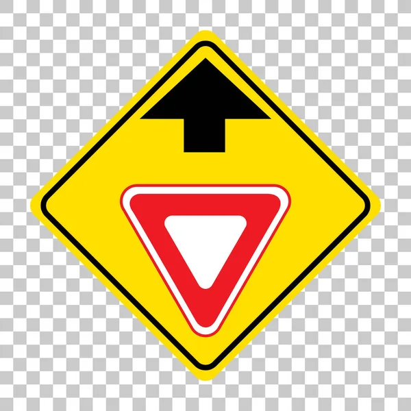 Yellow Traffic Warning Sign White Background Illustration — Stock Vector