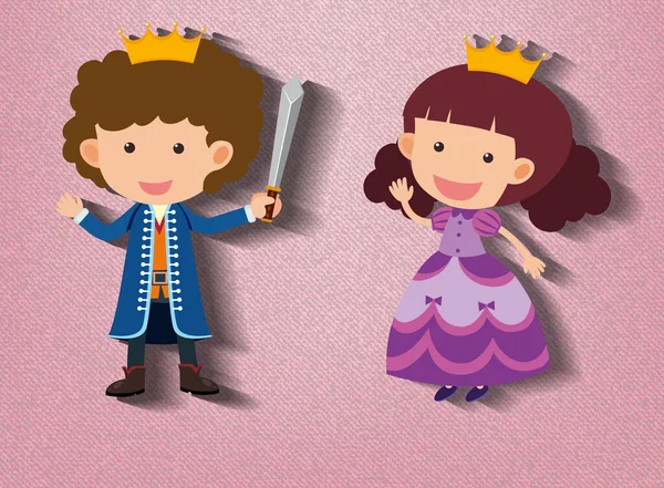 Pequeno Cavaleiro Princesa Personagem Desenho Animado Fundo Rosa Ilustração — Vetor de Stock