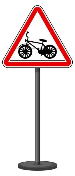 Panneau Passage Cycle Avec Support Isolé Sur Fond Blanc Illustration — Image vectorielle