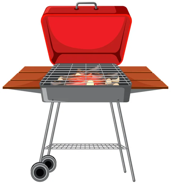 Barbecue Grill Witte Achtergrond Illustratie — Stockvector