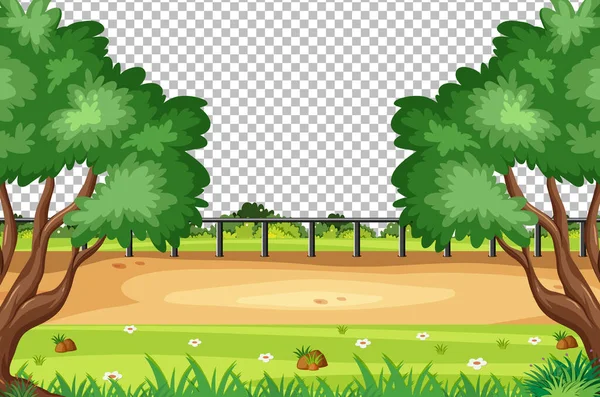 Blanco Natuur Park Landschap Transparante Achtergrond Illustratie — Stockvector