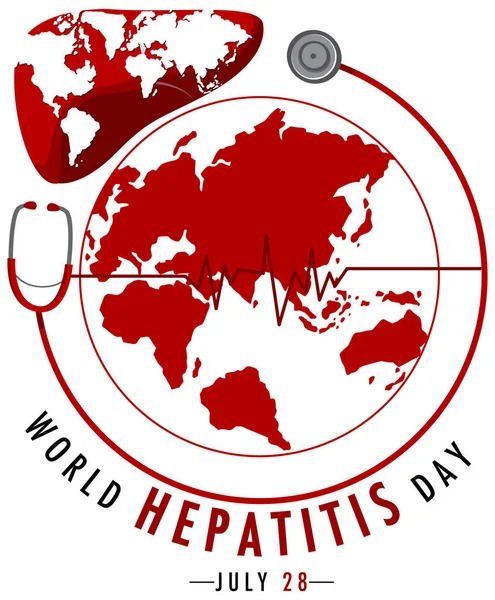 Logotipo Bandera Del Día Mundial Hepatitis Con Mapa Mundial Ilustración — Vector de stock