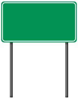 Beyaz arkaplan illüstrasyonunda boş yeşil trafik afişi