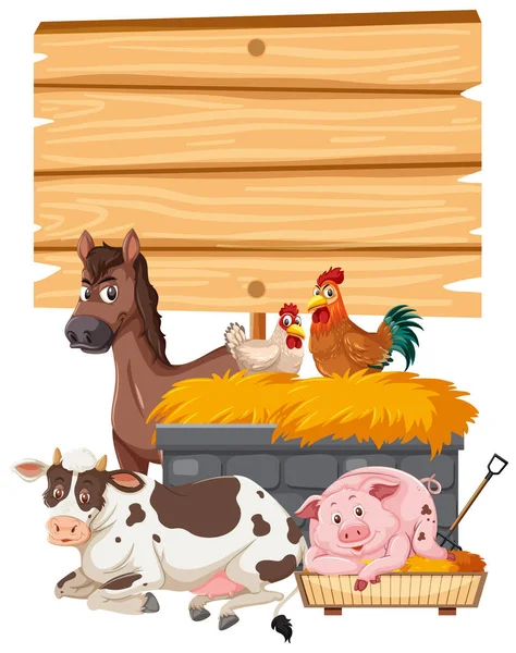 Empty Banner Animal Farm White Background Illustration — Stock Vector