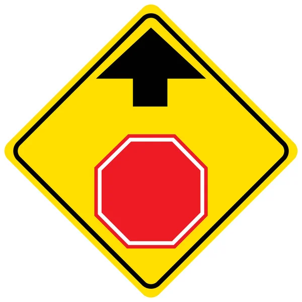 Stop Ahead Yellow Sign White Background Illustration — Stock Vector