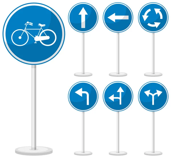 Panneau Signalisation Bleu Sur Fond Blanc Illustration — Image vectorielle