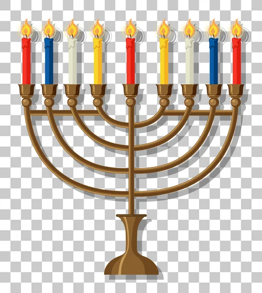 Candle Holder Hanukkah Isolated Transparent Background Illustration — Stock Vector