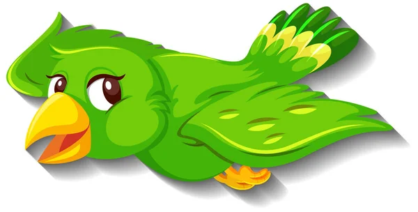 Lindo Pájaro Verde Dibujo Animado Carácter Ilustración — Vector de stock