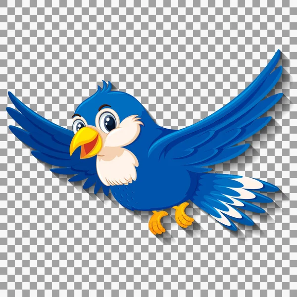 Χαριτωμένο Μπλε Πουλί Απεικόνιση Χαρακτήρα Κινουμένων Σχεδίων — Διανυσματικό Αρχείο