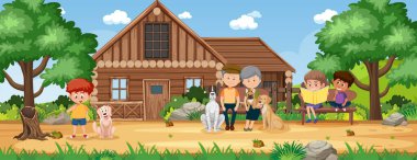 Kırsal ev manzarası çizimi