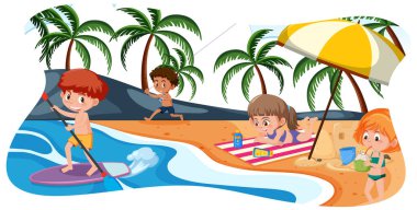 Sahildeki mutlu çocuklar