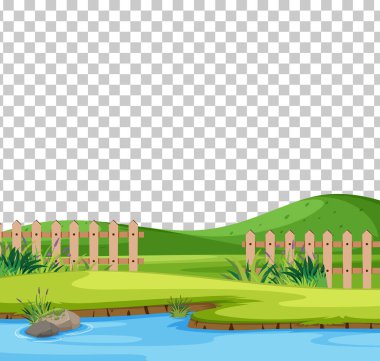 Şeffaf arkaplan illüstrasyonunda boş doğa parkı manzarası