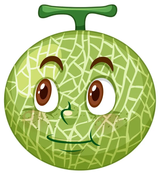 Kantaloupe Melon Tecknad Karaktär Med Ansiktsuttryck Illustration — Stock vektor