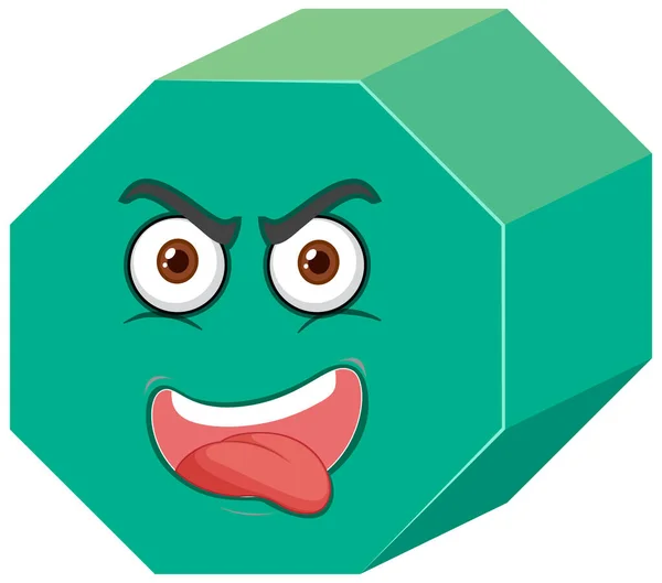 Personagem Desenho Animado Prisma Hexagonal Com Expressão Facial Fundo Branco —  Vetores de Stock