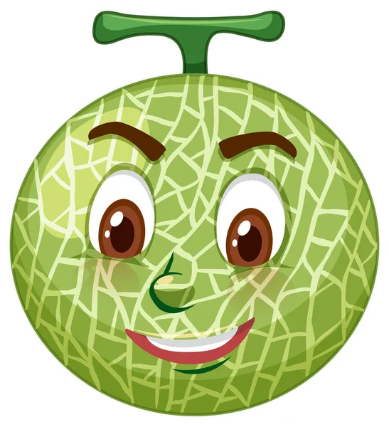 Kantaloupe Melon Tecknad Karaktär Med Ansiktsuttryck Illustration — Stock vektor
