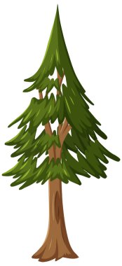 Beyaz arkaplan illüstrasyonunda izole ağaç