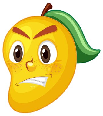Yüz ifadesi çizimi olan mango çizgi film karakteri