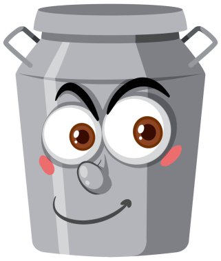 Beyaz arkaplan illüstrasyonunda yüz ifadesi olan süt kabı