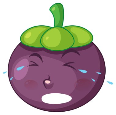 Yüz ifadesi çizimi olan mangosteen çizgi film karakteri